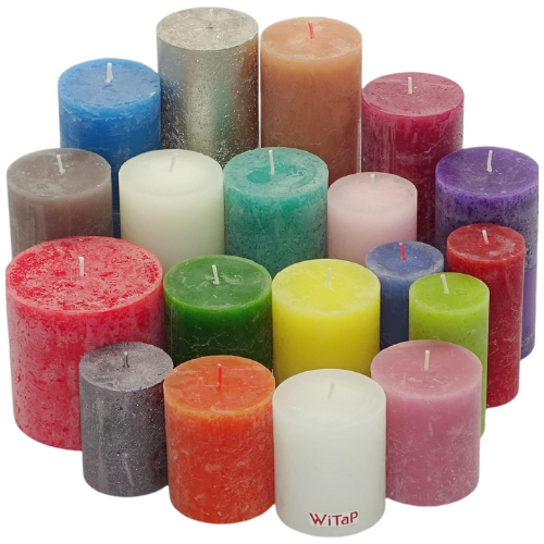 WiTaP™ - 6 kg Rustik Stumpenkerzen – Mix bunt gemischt 1. Wahl