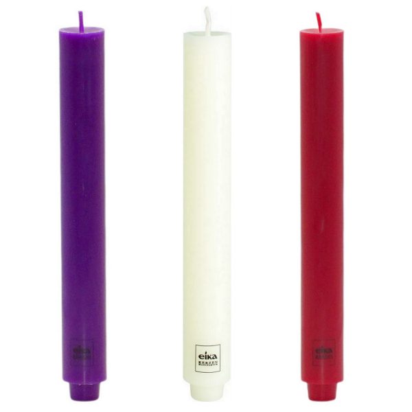 12 Eika Stabkerzen 250x30mm Tafelkerzen Leuchtkerzen durchgefärbt mit Zapfenfuß (12er Pack)