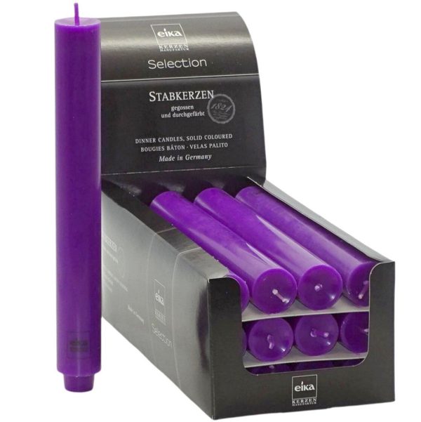 12 Eika Stabkerzen 250x30mm Tafelkerzen Leuchtkerzen durchgefärbt mit Zapfenfuß (12er Pack)