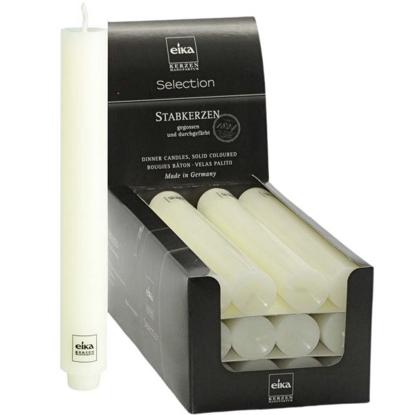 12 Eika Stabkerzen 250x30mm Tafelkerzen Leuchtkerzen durchgefärbt mit Zapfenfuß (12er Pack)