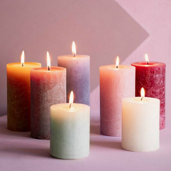 12 Rustik Stumpenkerzen 80x68mm - Altrosa/Old Pink (12 Stück) B-Ware