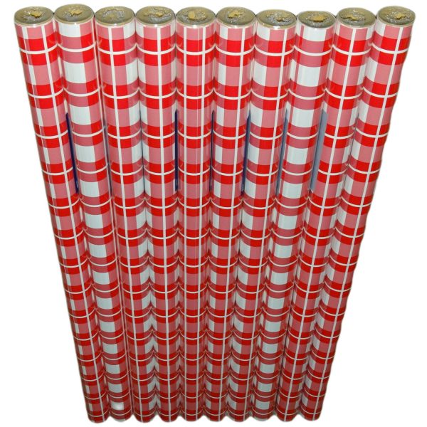 20m Geschenkpapier 10 Rollen je 200x70cm - Vichy Karo Rot-Weiß