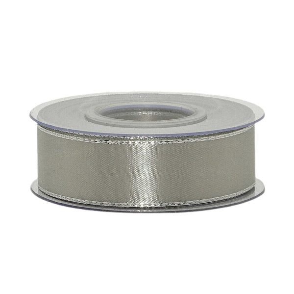 25 Meter Dekoband Satinband 25mm breit Schleifenband Silber-/Goldkante