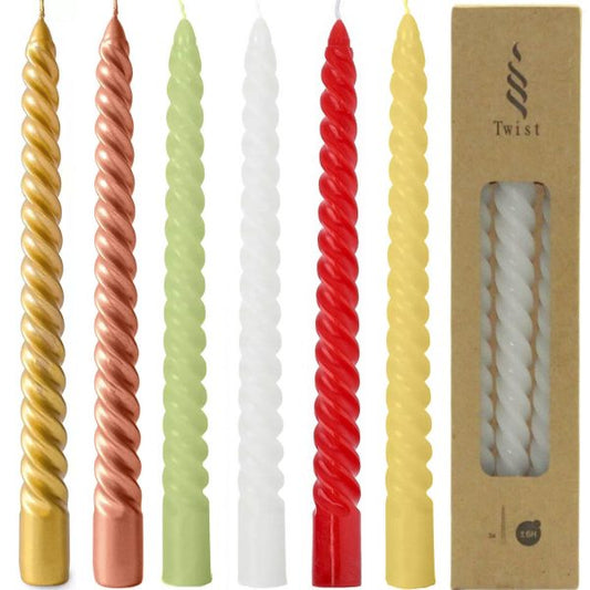 30 Twist Spiralkerzen 25cm Spitzkerzen Renaissancekerzen gedreht (10 Pack x 3er)