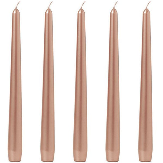 40 Stk Spitzkerzen 245x24mm Tafelkerzen Leuchterkerzen - Rosegold (5x8er)