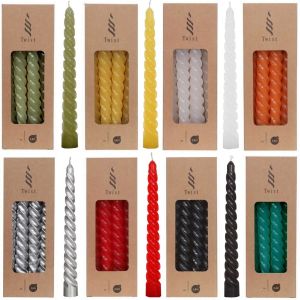 40 Twist Spiralkerzen 19cm Spitzkerzen Renaissancekerzen gedreht (10 Pack x 4er)