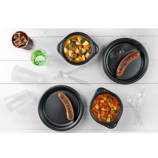 50 Stk Mehrweg-Besteck: Gabel Messer Löffel Kaffeelöffel PS Plastik - glasklar