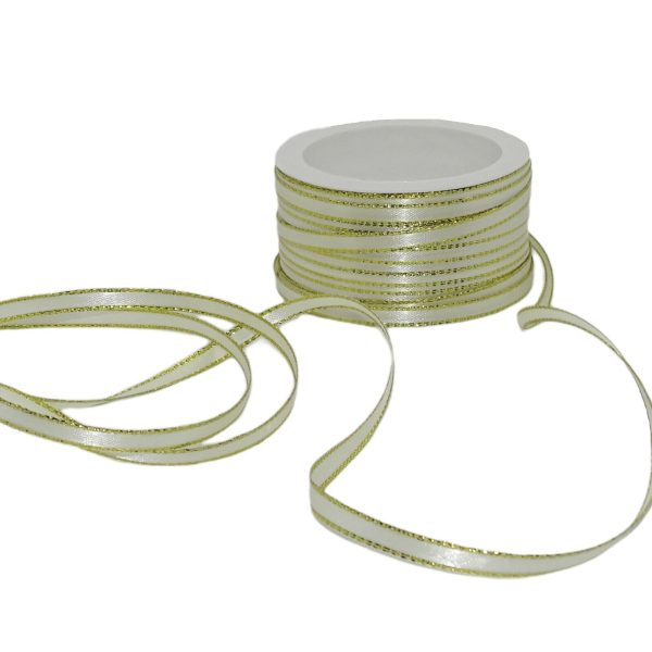 50 Meter Dekoband Satinband 6mm breit Schleifenband Silber-/Goldkante