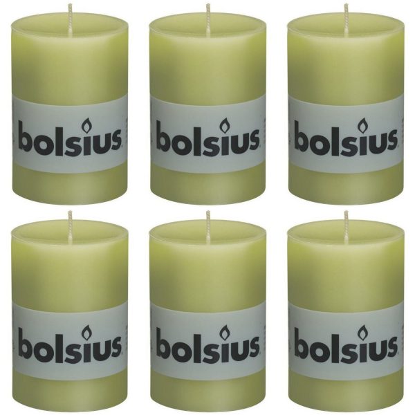 6 Bolsius Elegance Stumpenkerzen 100x68mm Blockkerzen durchgefärbt handgemacht (6 Stück)