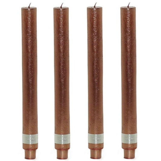 8 Stk PTMD Stabkerzen 280x30mm XL Rustik Tafelkerzen mit Zapfenfuß - Bronze (2x4er)