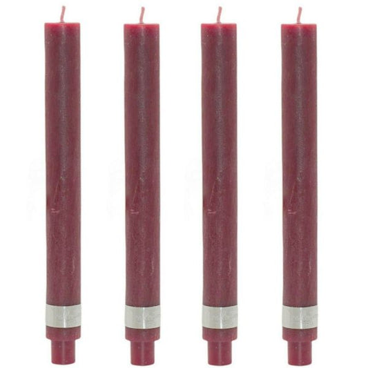 8 Stk PTMD Stabkerzen 280x30mm XL Rustik Tafelkerzen mit Zapfenfuß - Bordeaux (2x4er)