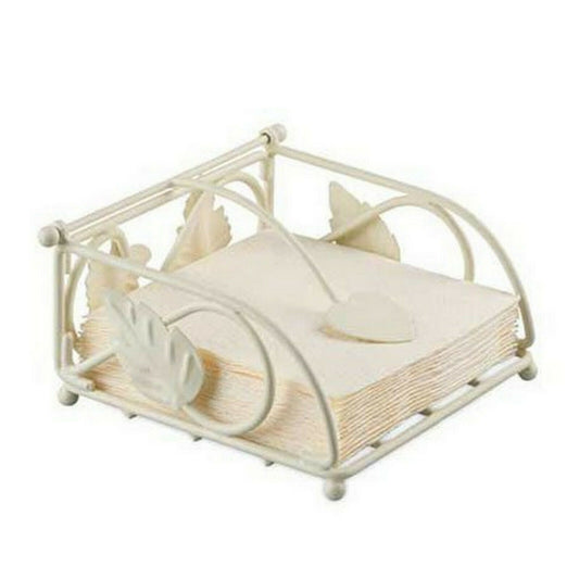 Serviettenhalter 14x14x7cm Serviettenspender für Cocktailservietten Metall antik - „Blatt“ creme (92080) für 25x25