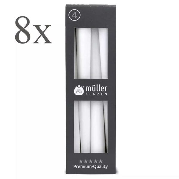 32 Müller Spitzkerzen 245x22mm Tafelkerzen Leuchterkerzen (8 Pack x 4er)