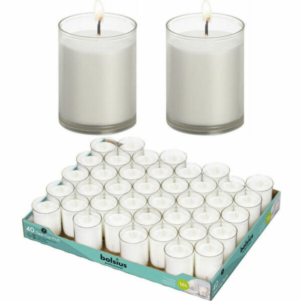 40er Tray Bolsius Refill Nachfüller Kerzen Acryl Cup 42x55mm Relight Nachfüll-Lichte - transparent