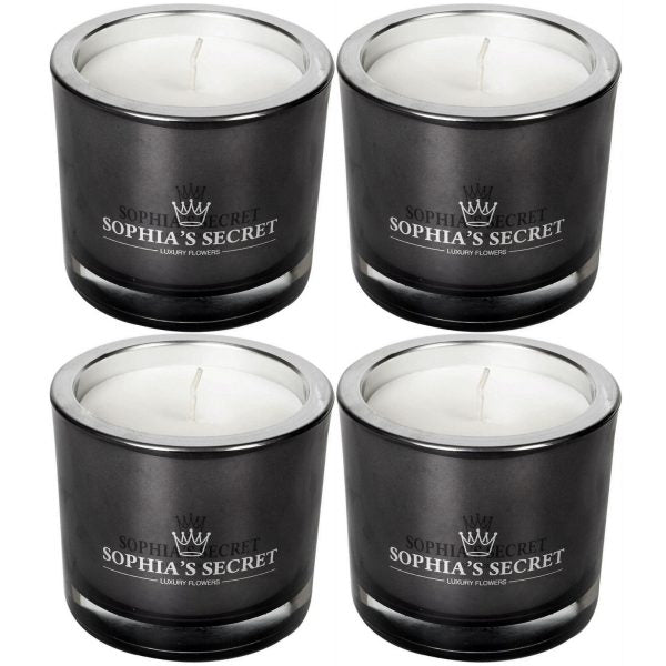 4 Sophia's Secret Kerzen im Glas 90x80mm Luxury Kerzengläser je 660g ohne Duft