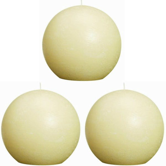 3 Stk Rustik XL Kugelkerzen 145mm durchgefärbt Ballkerzen - vanille