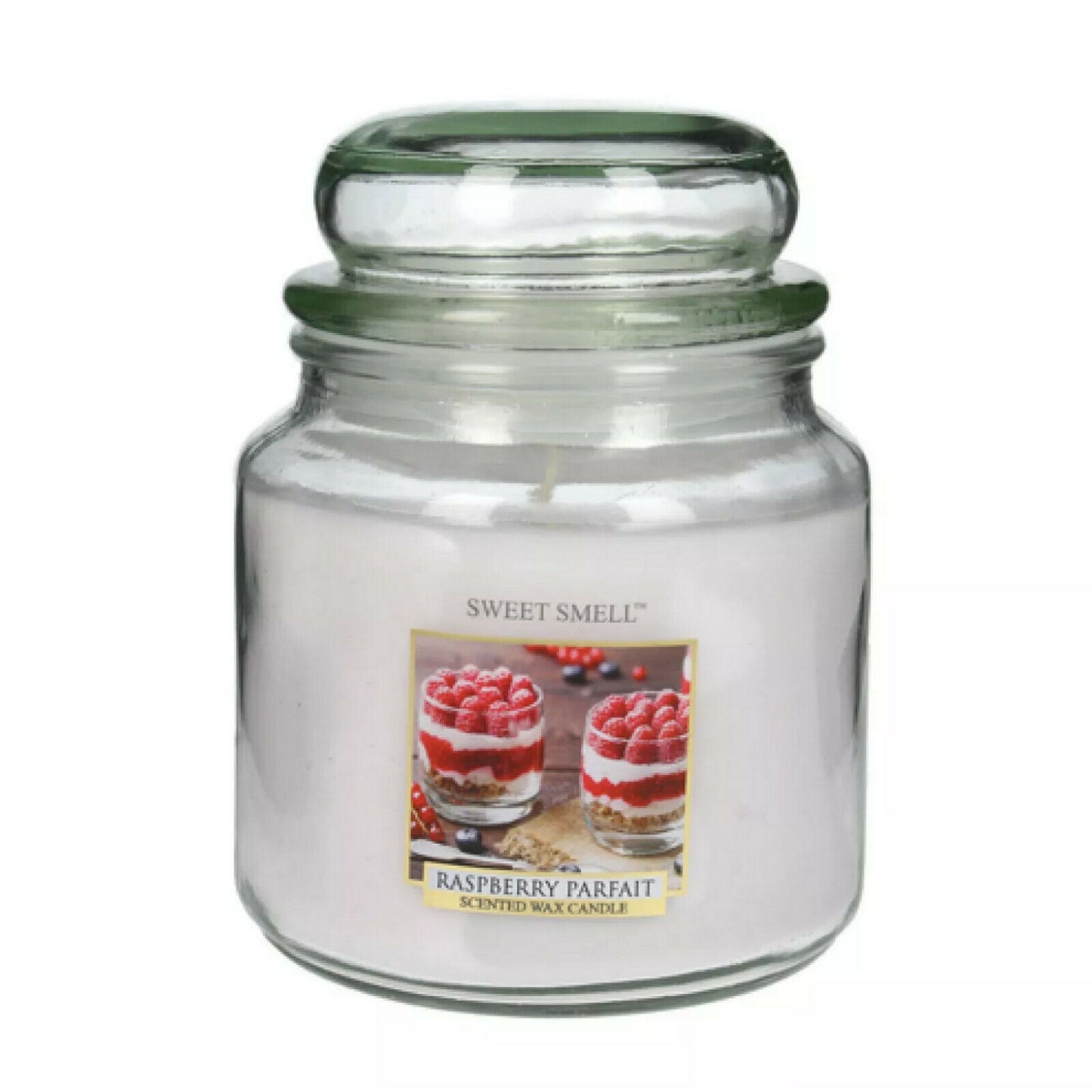 2er SWEET SMELL Medium Kerzenglas mit Deckel 135x100mm 426g Duft - Raspberry Parfait 3826 (2 Stück)