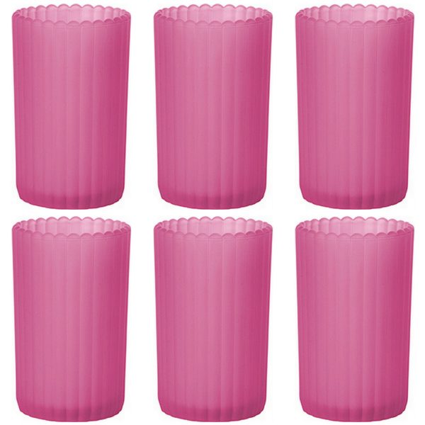 12 Kerzenhalter 125x75mm Kerzenglas gefrostet Teelichthalter - Patio Pink (2x6er)