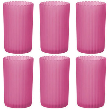 12 Kerzenhalter 125x75mm Kerzenglas gefrostet Teelichthalter - Patio Pink (2x6er)