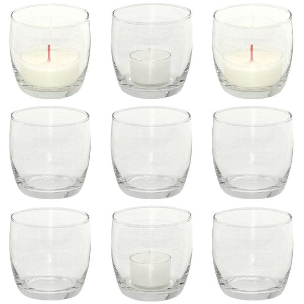 12 Stk Teelichtgläser Votivgläser 75x74mm Teelichthalter Glas Kerzenständer - klar