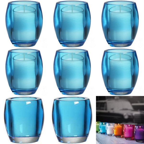 8 Bolsius Relight Kerzenhalter 100x84mm Kerzengläser Teelichthalter Oval Groß - Aqua
