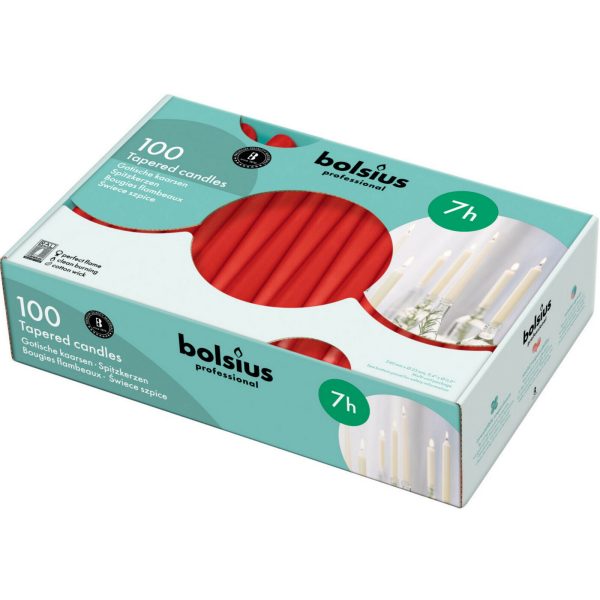 100 Bolsius Spitzkerzen 240x23mm Gastro Kerzen Tafelkerzen Leuchterkerzen (100er Pack)