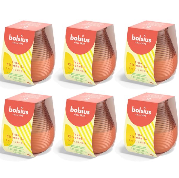 6 Bolsius Citronella Patiolicht Kerzenglas 94x91mm Windlicht Outdoor Duftgläser (6 Stück)