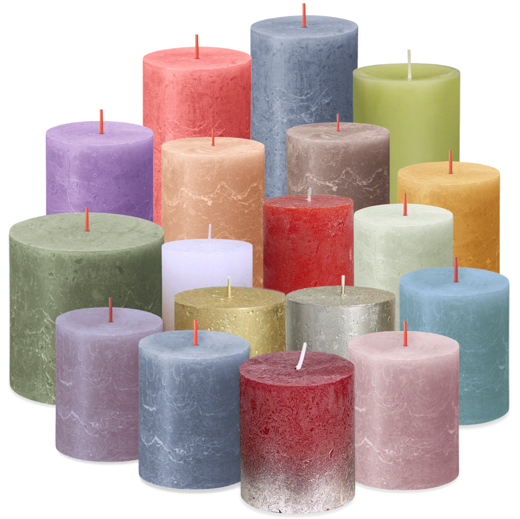 WiTaP™ - 6 kg RUSTIK Stumpenkerzen gemischt nach Farben