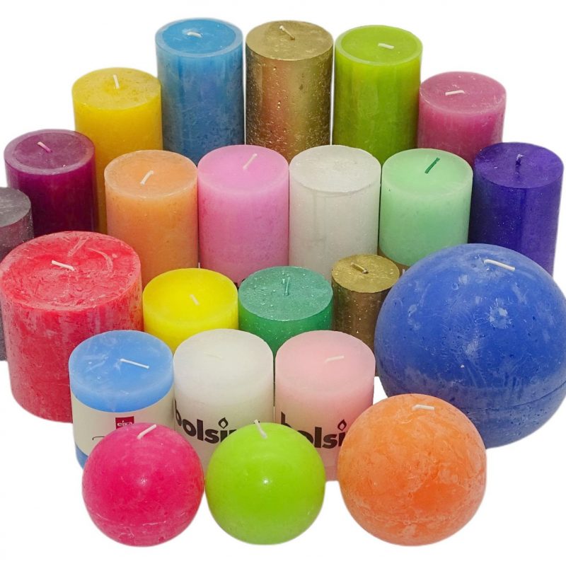 8 kg Rustik Stumpenkerzen + Kugelkerzen - Mix bunt gemischt