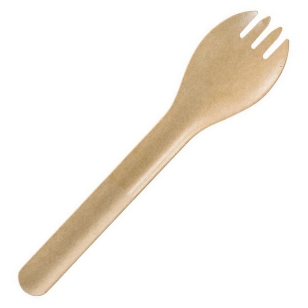 1.000 Bio Spork Gabel-Löffel 150mm Einwegbesteck Göffel (10x100er) Natur
