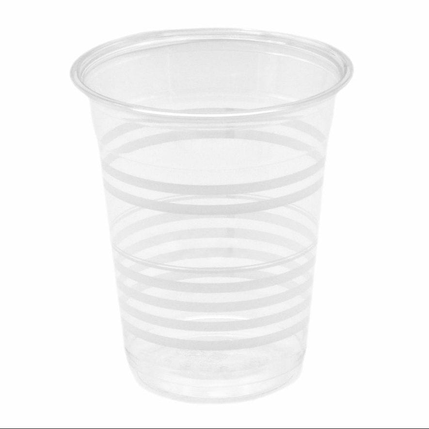 960 Stk Bio Plastikbecher 0,3L Ausschankbecher Trinkbecher klar mit Streifen (16x60er)