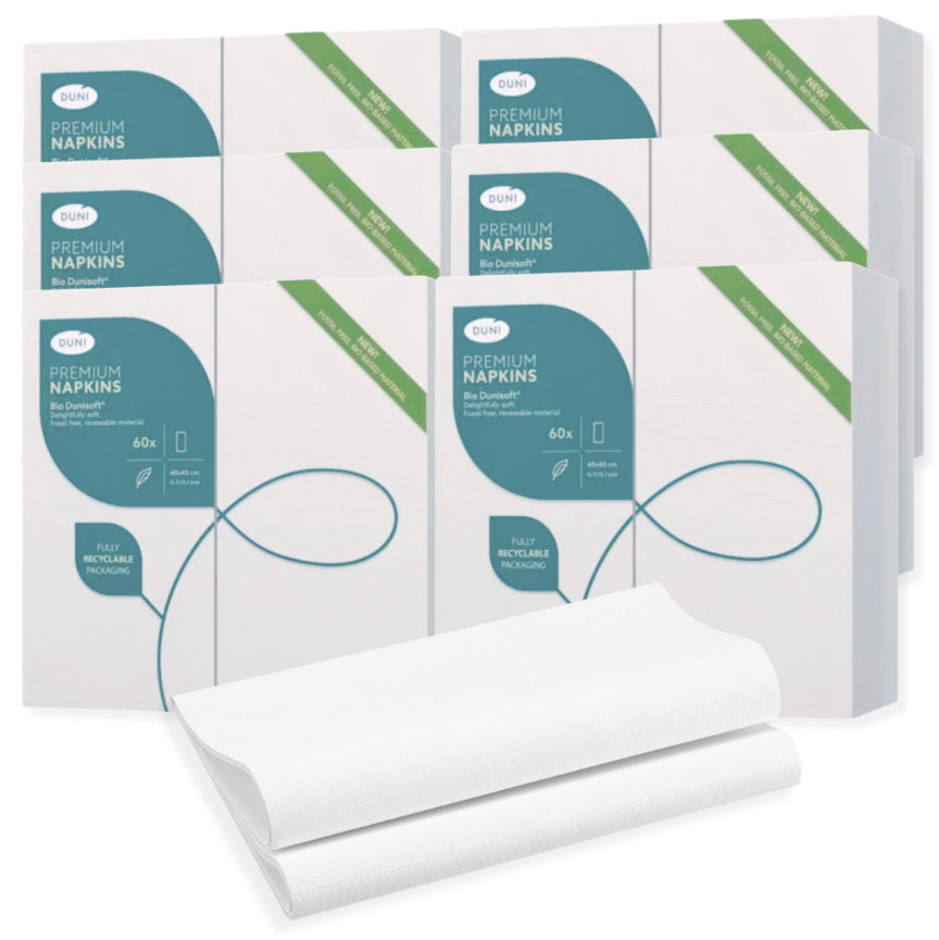 360 Bio Dunisoft Servietten 40x40cm 1/8 Buchfalz Stoffoptik (6x60er) weiß