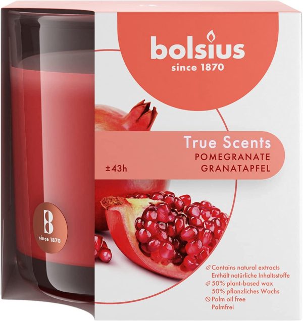 Bolsius True Scents Duftgläser 95x95mm Duftkerzen Kerzenglas Groß – Pomegranate