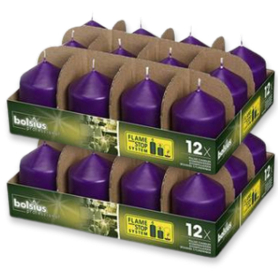 24 Stk Bolsius Professional Stumpenkerzen 78x58mm Gastro Kerzen glatt (2x12er Tray)