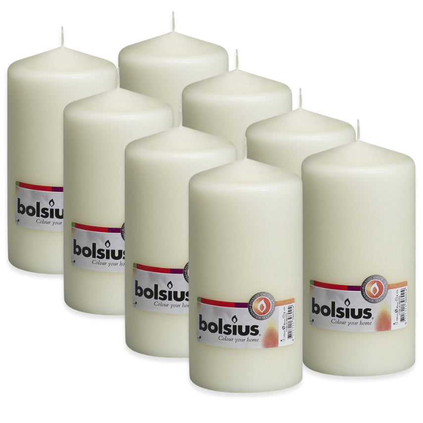 8 Bolsius Stumpenkerzen 150x78mm Blockkerzen Säulenkerzen - glatt (8 Stück)