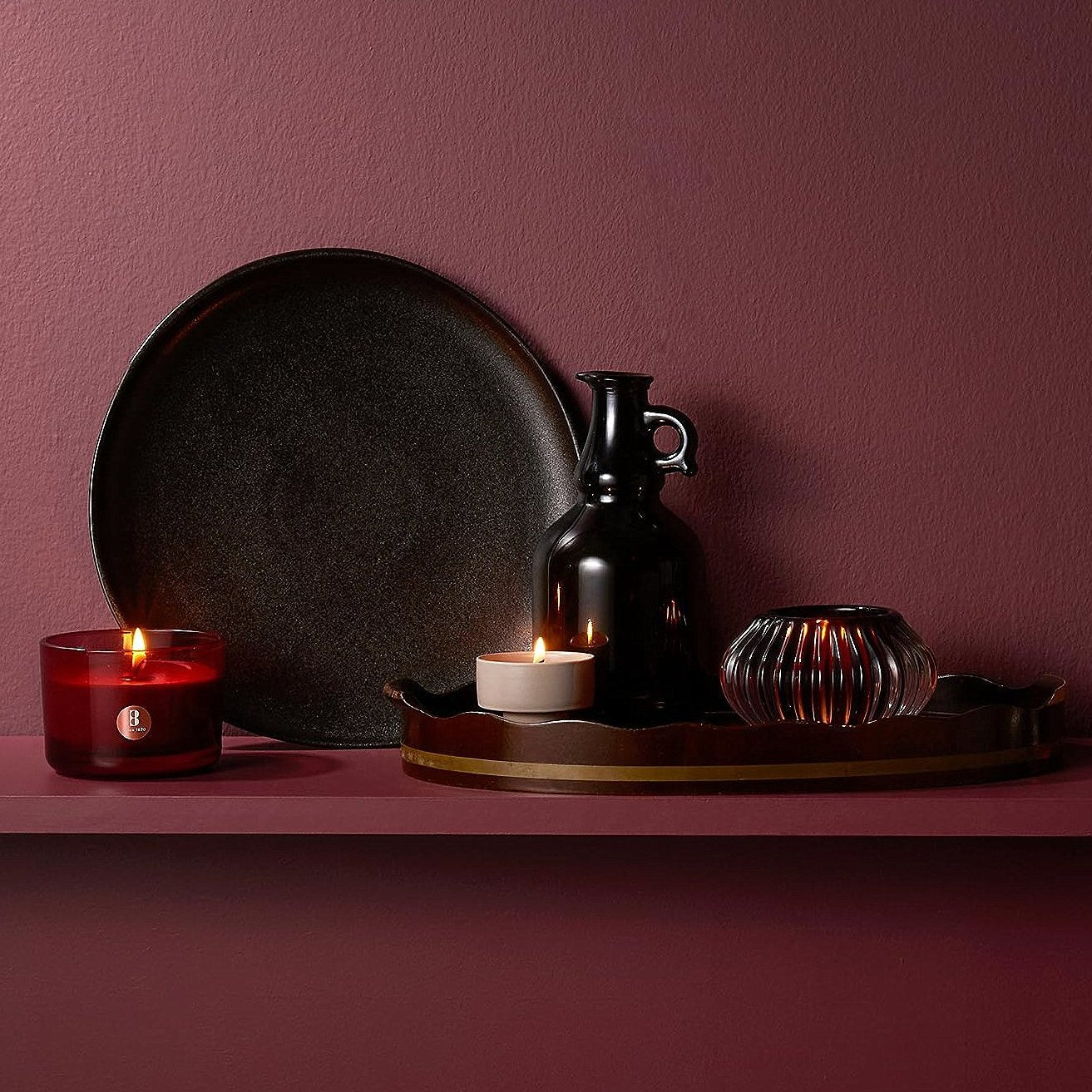 6er Set Bolsius True Glow Duftgläser 90x63mm Duftkerzen Kerzenglas - Winter Spices rot