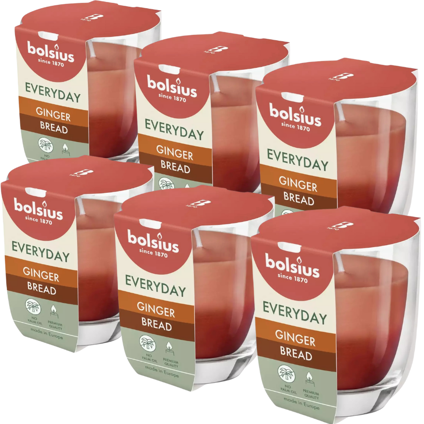 6er Set Bolsius Everyday Duftgläser 80x70mm Duftkerzen Kerzengläser - zweifarbig