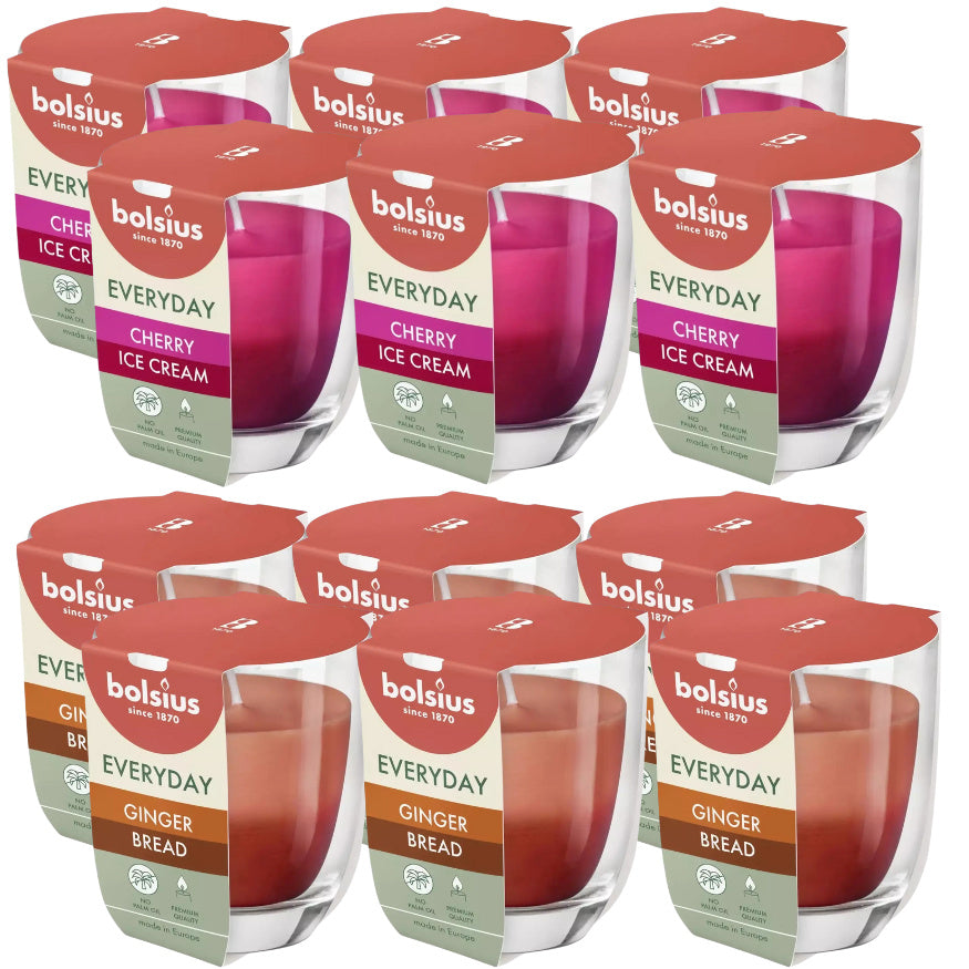 6er Set Bolsius Everyday Duftgläser 80x70mm Duftkerzen Kerzengläser - zweifarbig