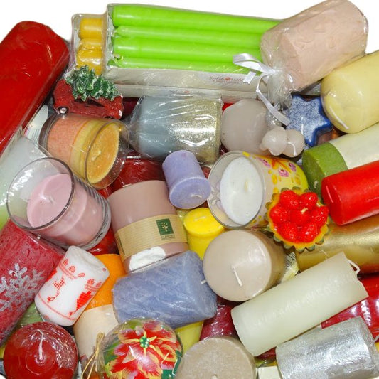 10 kg Stumpenkerzen Dekokerzen Teelicht Spitzkerzen 2. Wahl Paket - bunt gemischt