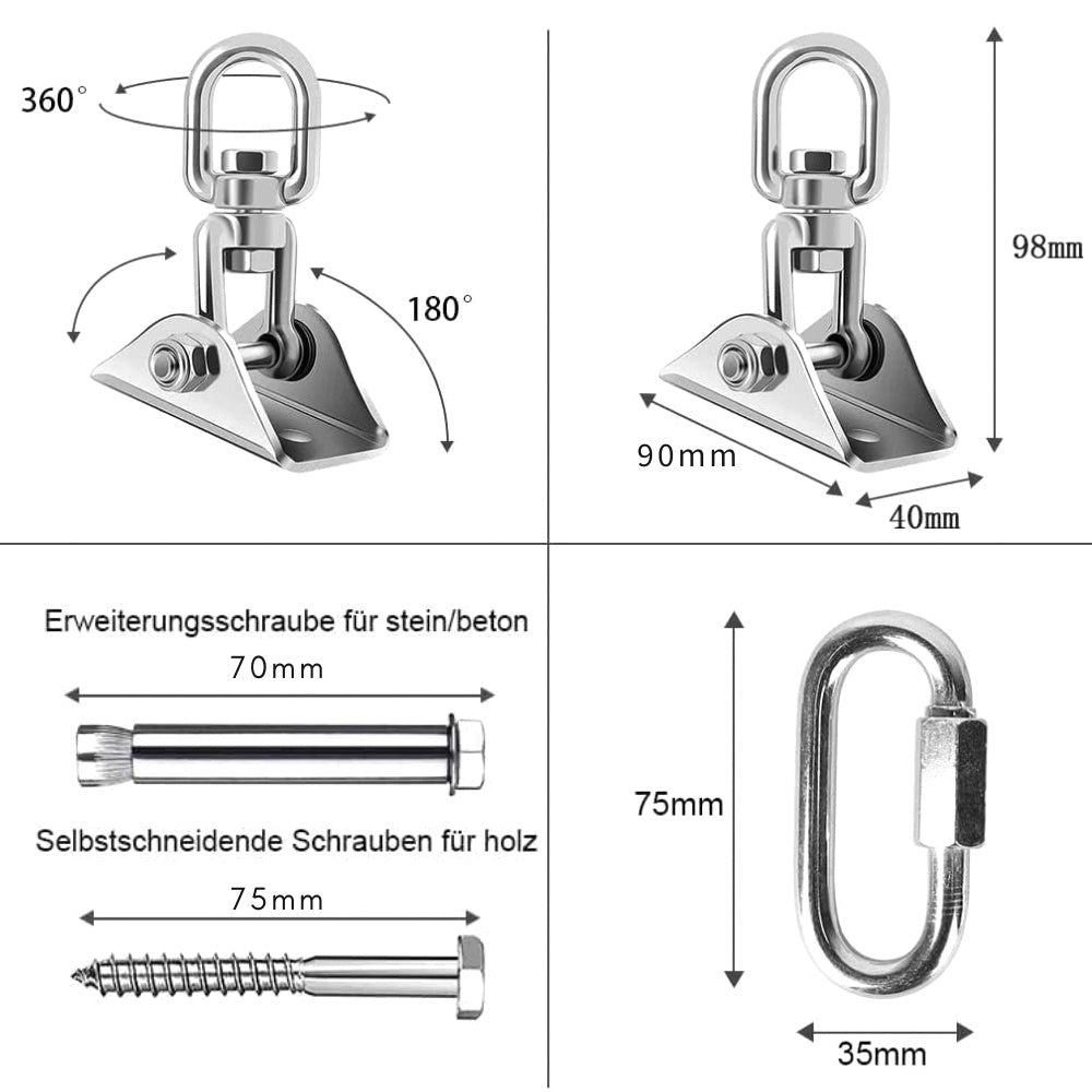 Deckenhaken Halterung Set 360° Drehbar Deckenhalterung Hängesessel 450kg Schwerlast