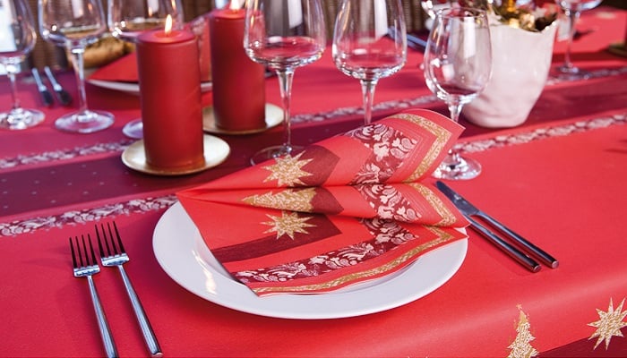 1.000 Stk Duni Papier Servietten 40x40cm 3-lag. Buon Natale Aubergine (4x250er)