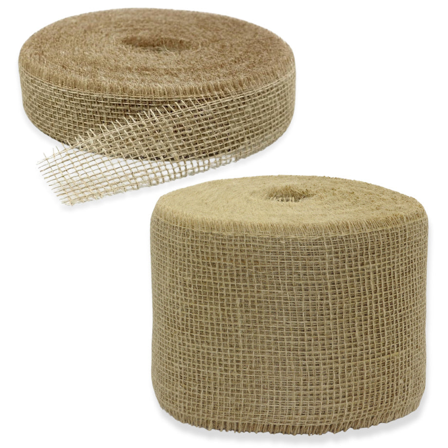 40 Meter Juteband 5cm - 15cm breit Tischband Rolle - Natur