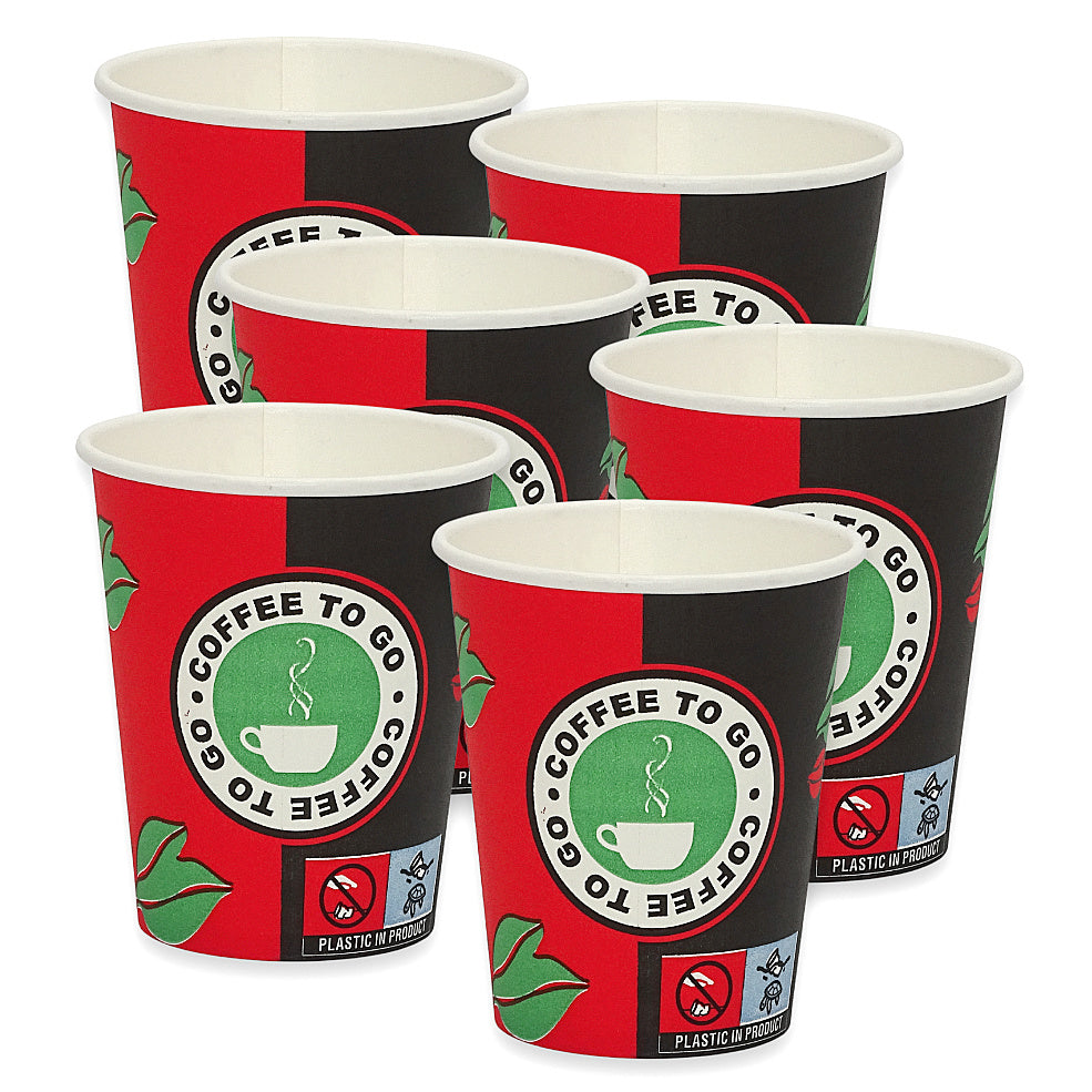 1.000 Stk Kaffeebecher Pappbecher 200ml Coffee to go Trinkbecher rot-schwarz (20x50er)
