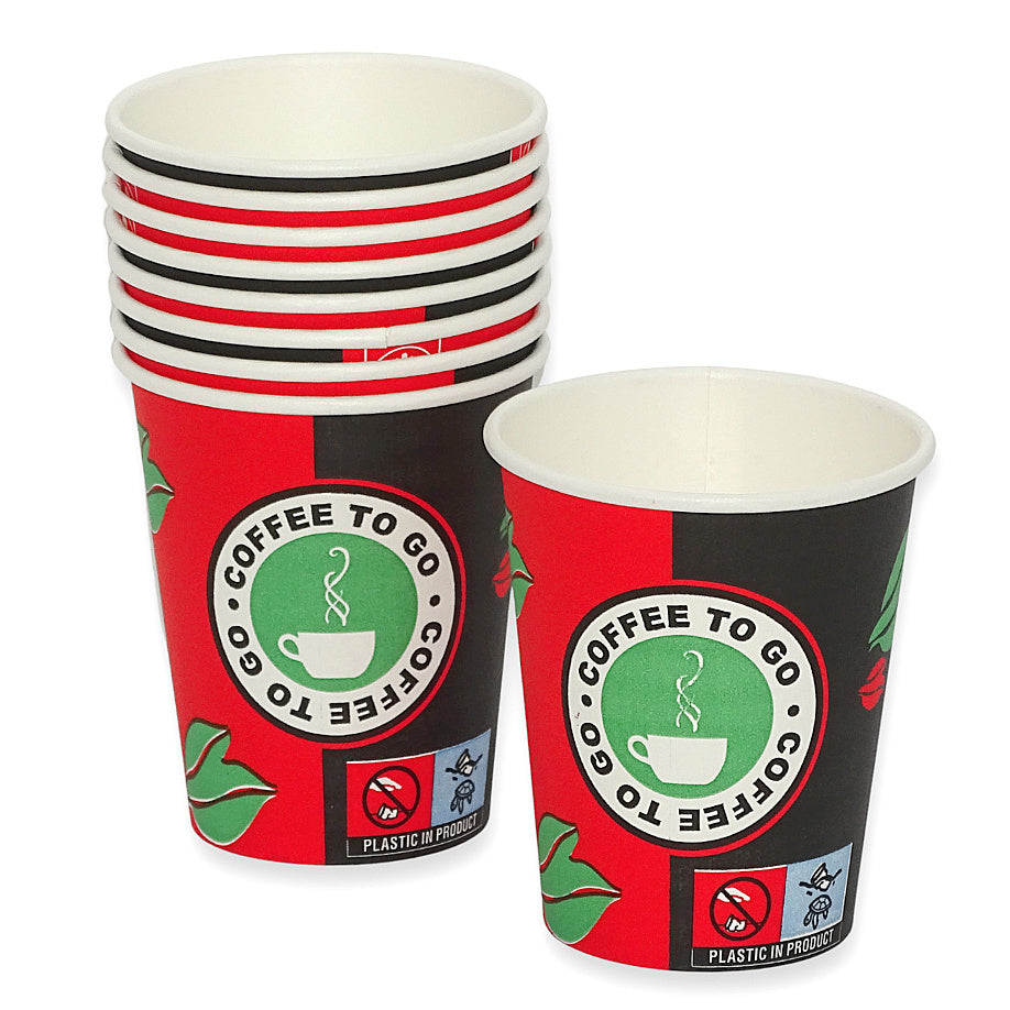 1.000 Stk Kaffeebecher Pappbecher 200ml Coffee to go Trinkbecher rot-schwarz (20x50er)