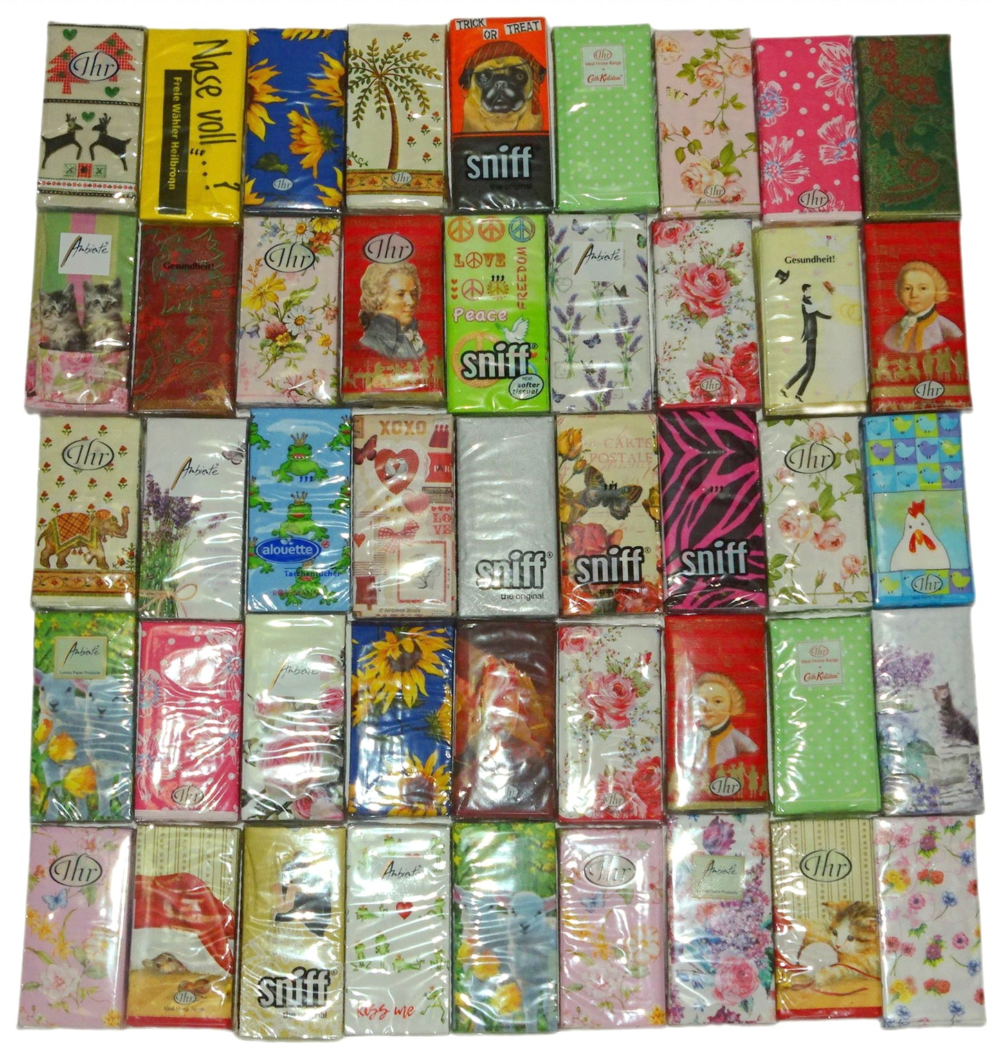 Papier Taschentücher Servietten 21x21cm Mix bunte Motive