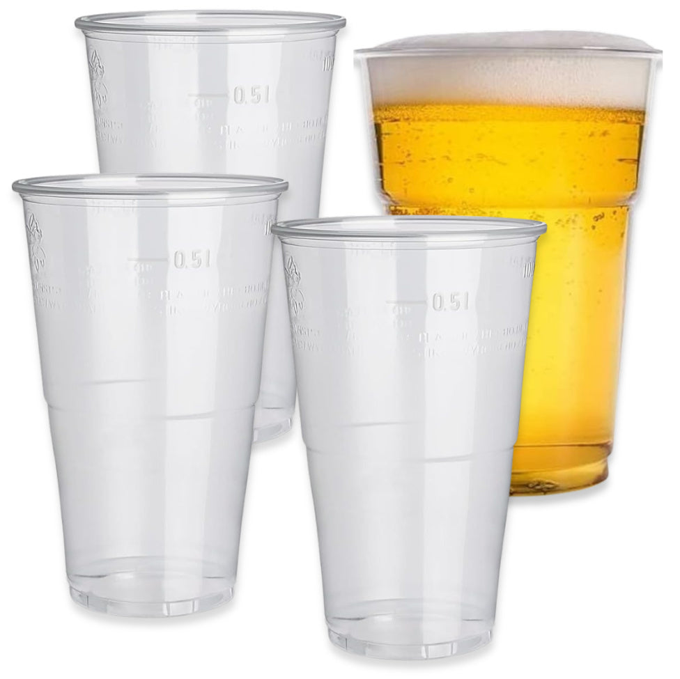 1.000 Stk Einwegbecher 0,5L Plastikbecher Ausschankbecher Bierbecher (20x50) klar