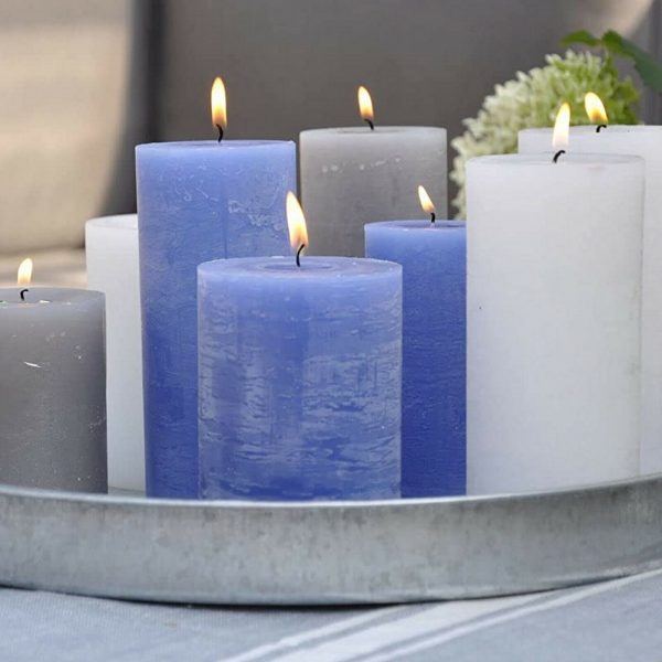 6 Stk Rustic Stumpenkerzen 80x68mm durchgefärbt - Petrol