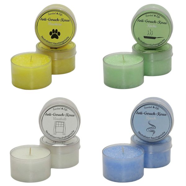 6 Scented Life Anti Geruch Kerze Ø 7cm Duftkerze Dose mit Deckel (6 Stück)