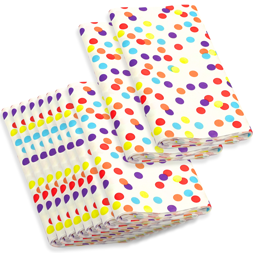 10 Pack Vlies Tischdecken 180x118cm stoffähnlich Tischtuch - Bunte Punkte