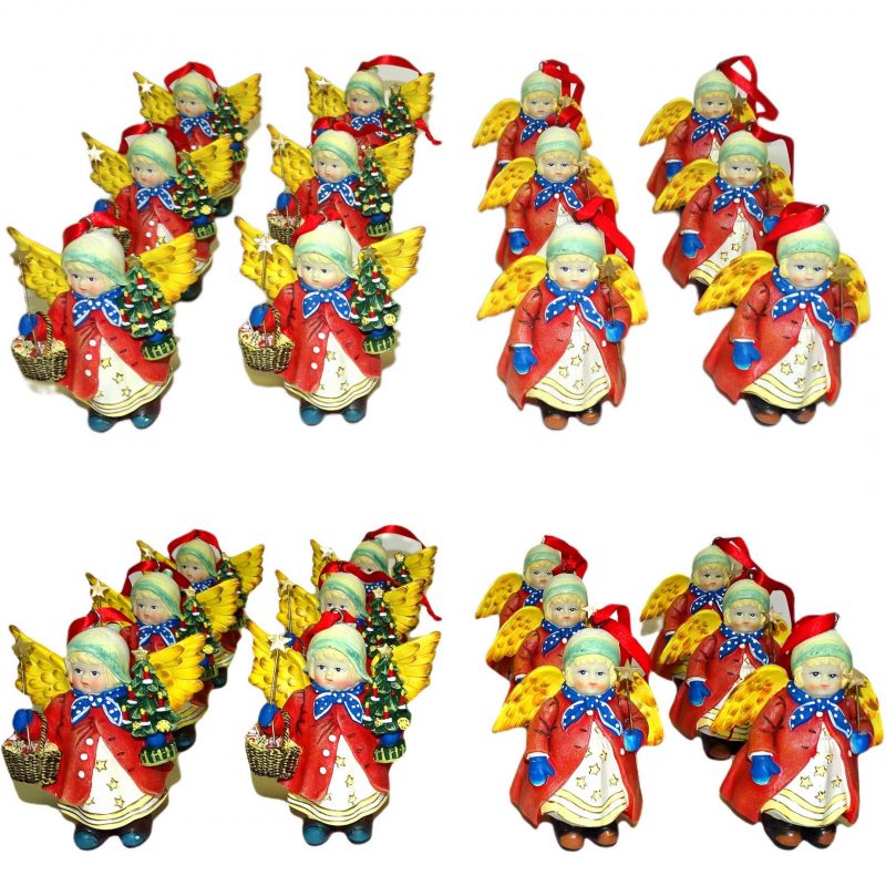 12 Stk Poly Engel Deko Figuren 100x80 mm Anhänger Weihnachten